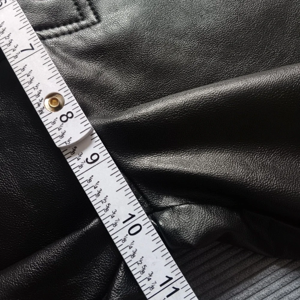 NWT Shinestar Women's Tie Front Black Faux Leather High Waist Pants XL - Picture 9 of 11